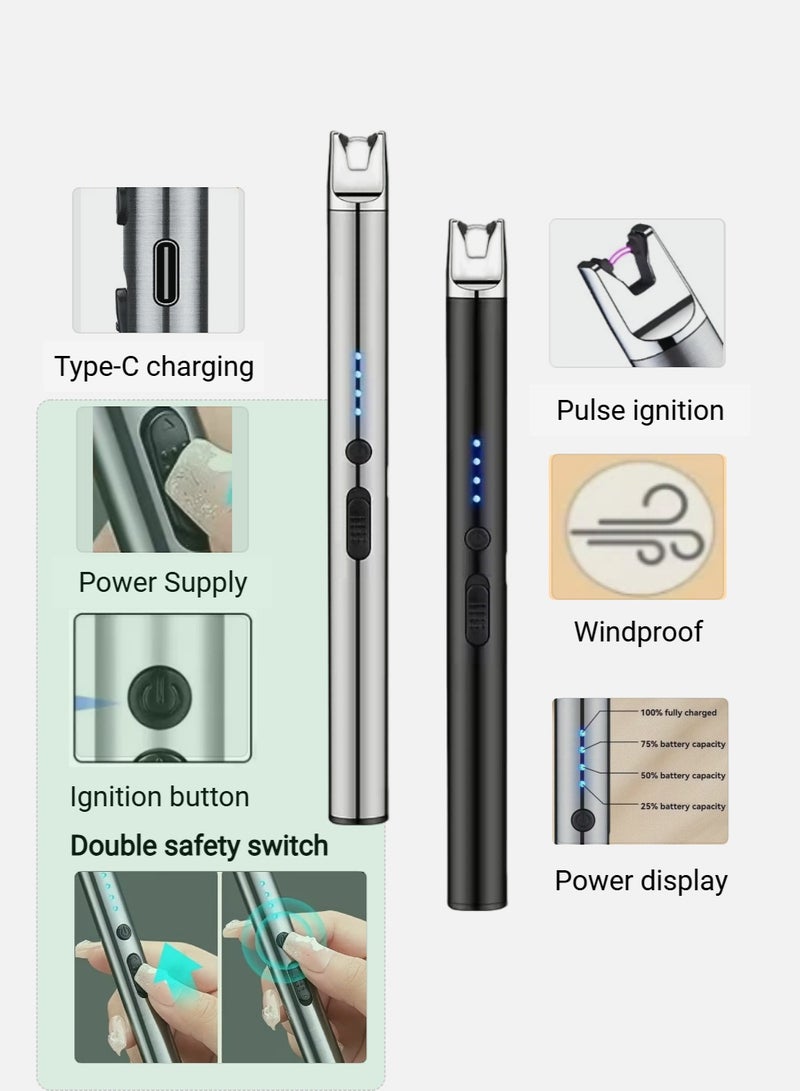  أورا سيليكت ولاعة كهربائية على شكل شمعة قابلة لإعادة الشحن عبر USB، تصميم بلا لهب ومقاوم للرياح، مزودة ببطارية ليثيوم بوليمر 170 مللي أمبير، مع شاشة LED لعرض حالة البطارية - Image 4